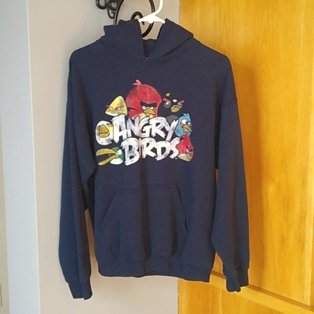 Angry Birds Sweatshirt Hoodie Navy Blue Unisex Sz M